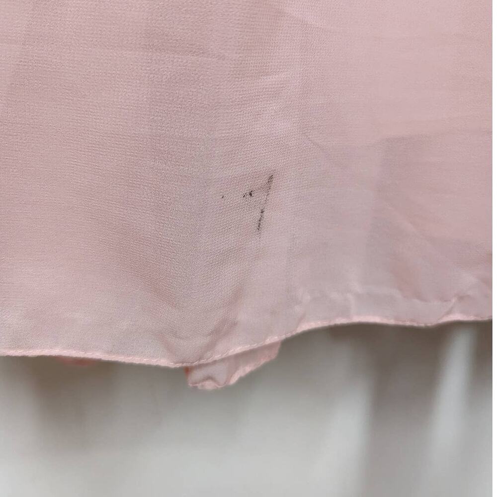 Ieena for Mac Duggal Blush Pink Tiered Chiffon Plunging V-Neck Maxi Dress 4 FLAW - Picture 9 of 13
